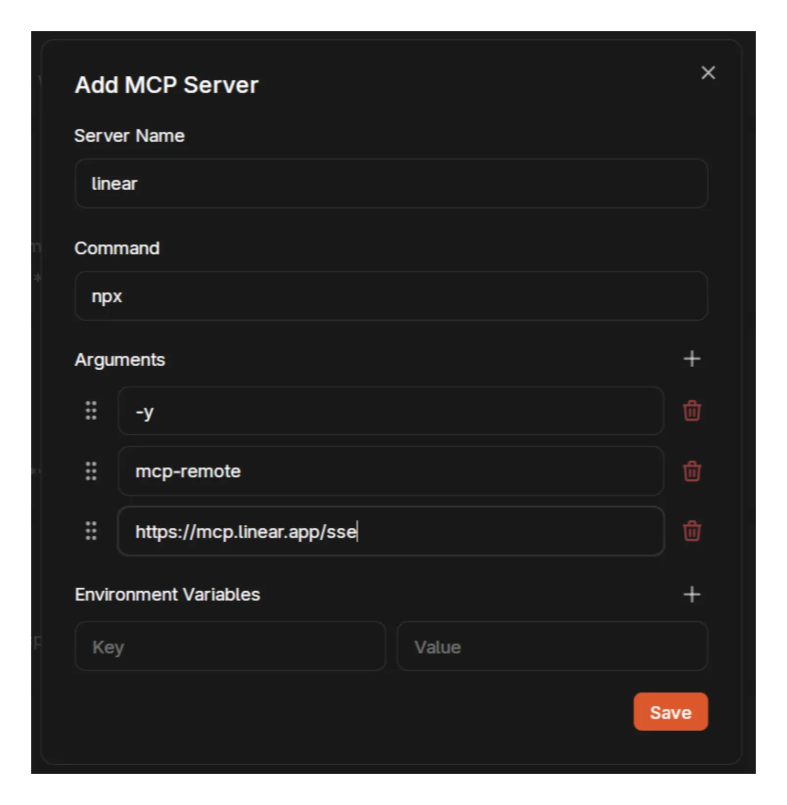 Linear MCP configuration in Jan