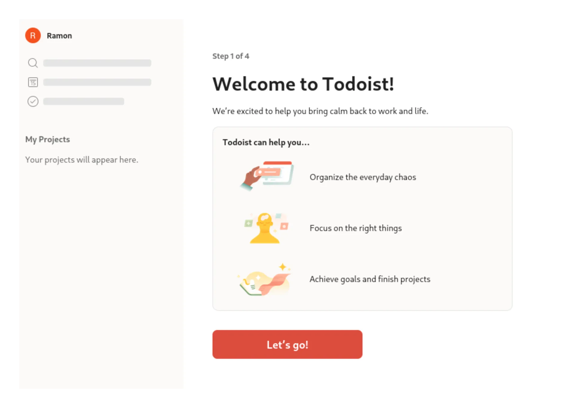 Todoist welcome screen