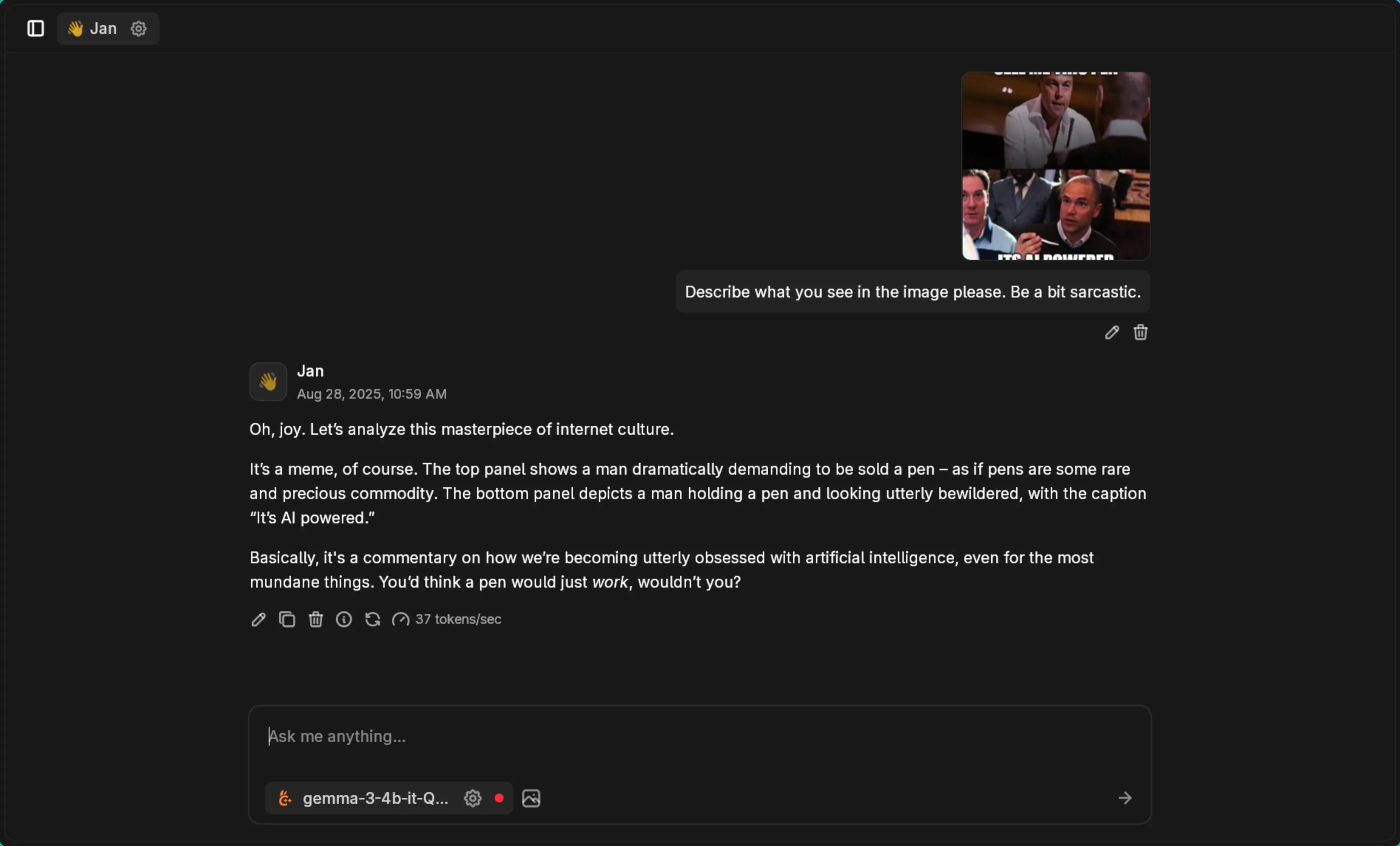 Vision model response